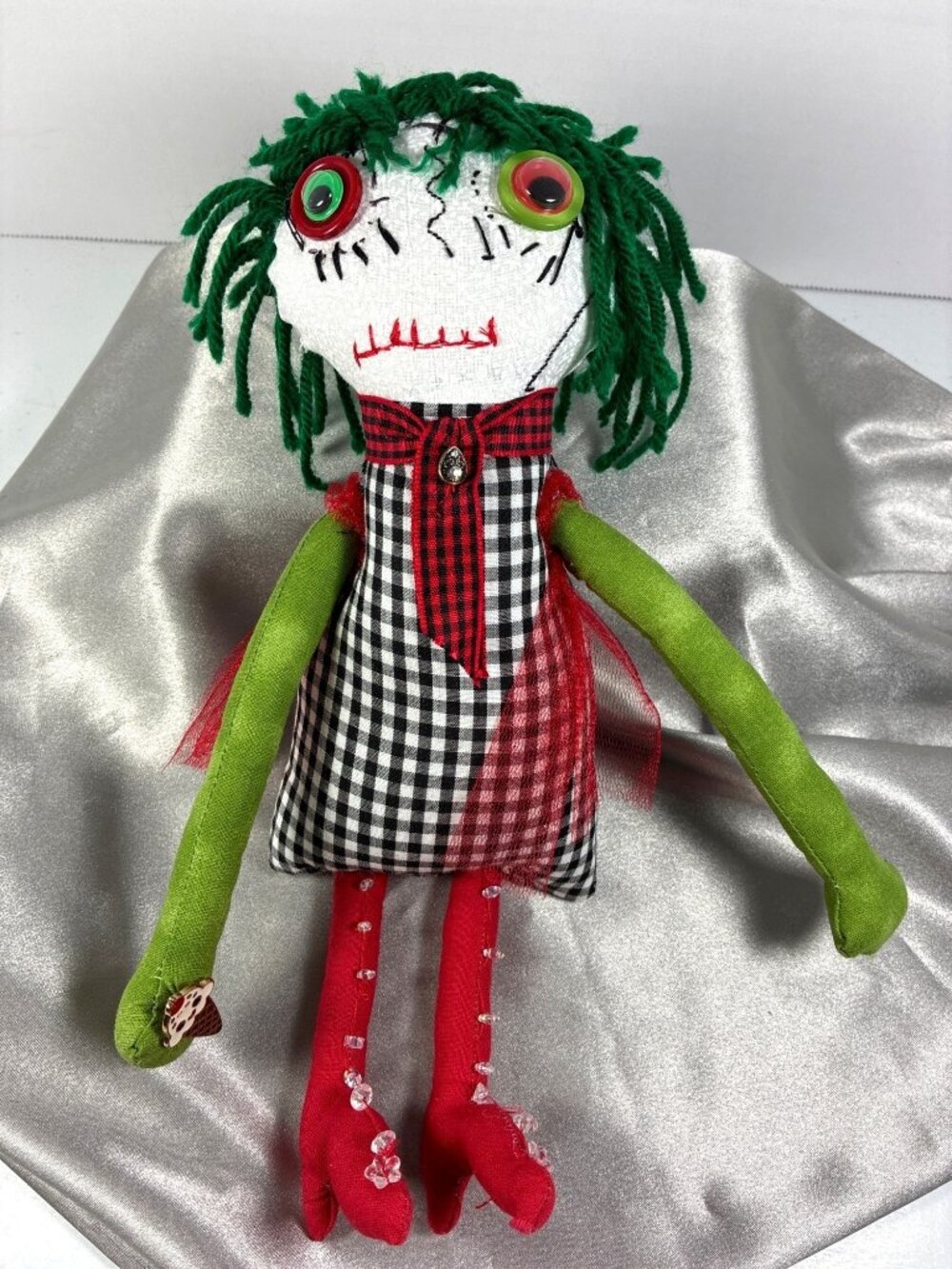 OOAK Handmade Folk Art Rag Doll Quirky Christmas Primitive Whimsical 8" Decor